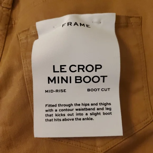 Frame Le Crop Mini Boot Cut Vicuña Tan Pant Sz 29 - Picture 10 of 10